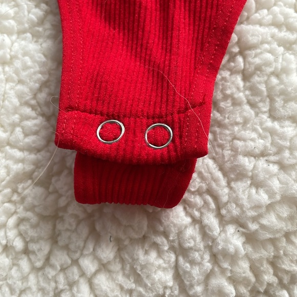 Ribbed bodysuit red size S/M thong one arm - Picture 2 of 5